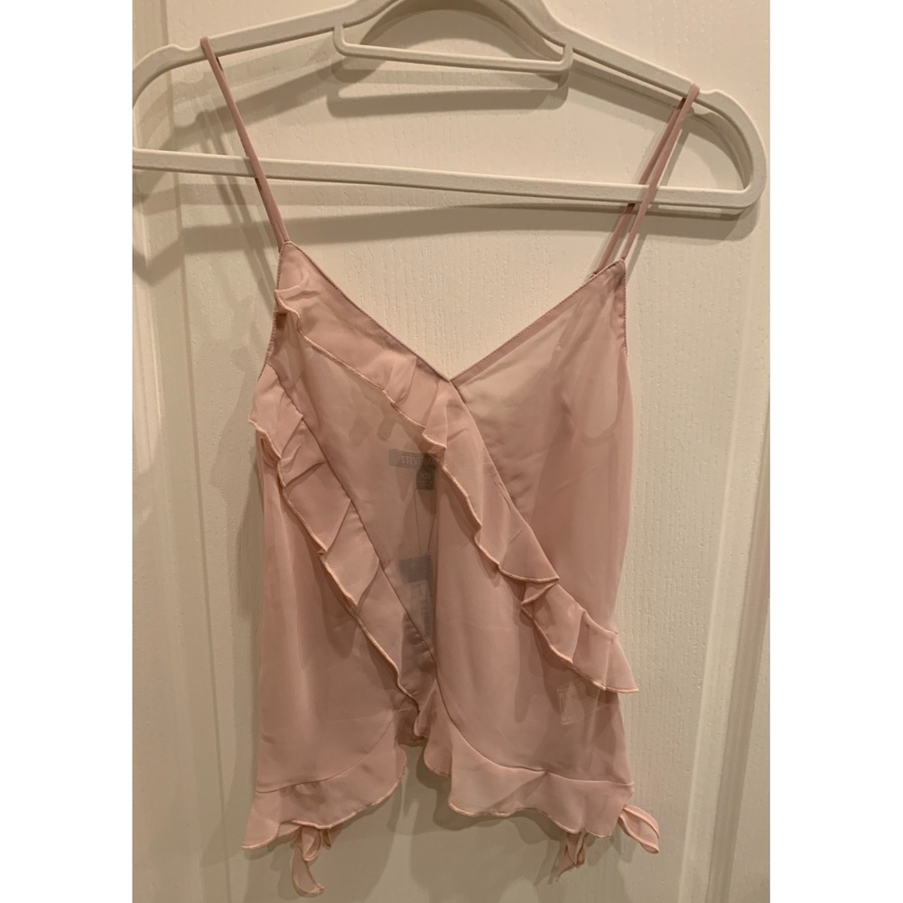 Steve Madden Satin Ruffle Tank‎ Soft Pink Sz XS NWT